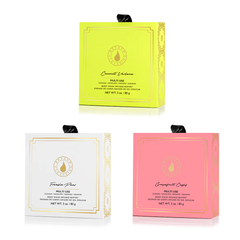 Fruity 3-Piece Body Scrubber Set — Body Wash Infused Buffers (42+ Washes, Coconut · Grapefruit · Freesia)